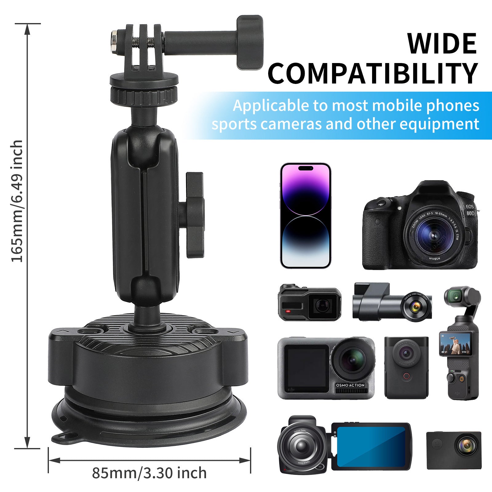 K01 Free Rotation Action Camera Shooting Bracket Car Suction Cup Mount Camera Support Stand K01 Free Rotation Action Camera Shooting Bracket Car Suction Cup Mount Camera Support Stand